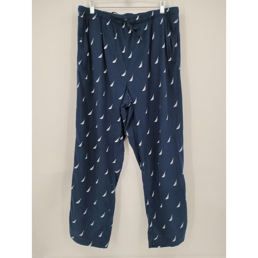 Nautica Sleepwear Navy Blue Cozy Fleece Sailboat Pajama Pants Men's XL